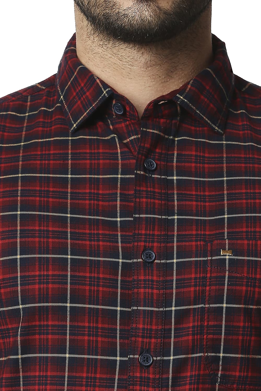 BASICS SLIM FIT STRETCH CHECKS SHIRT