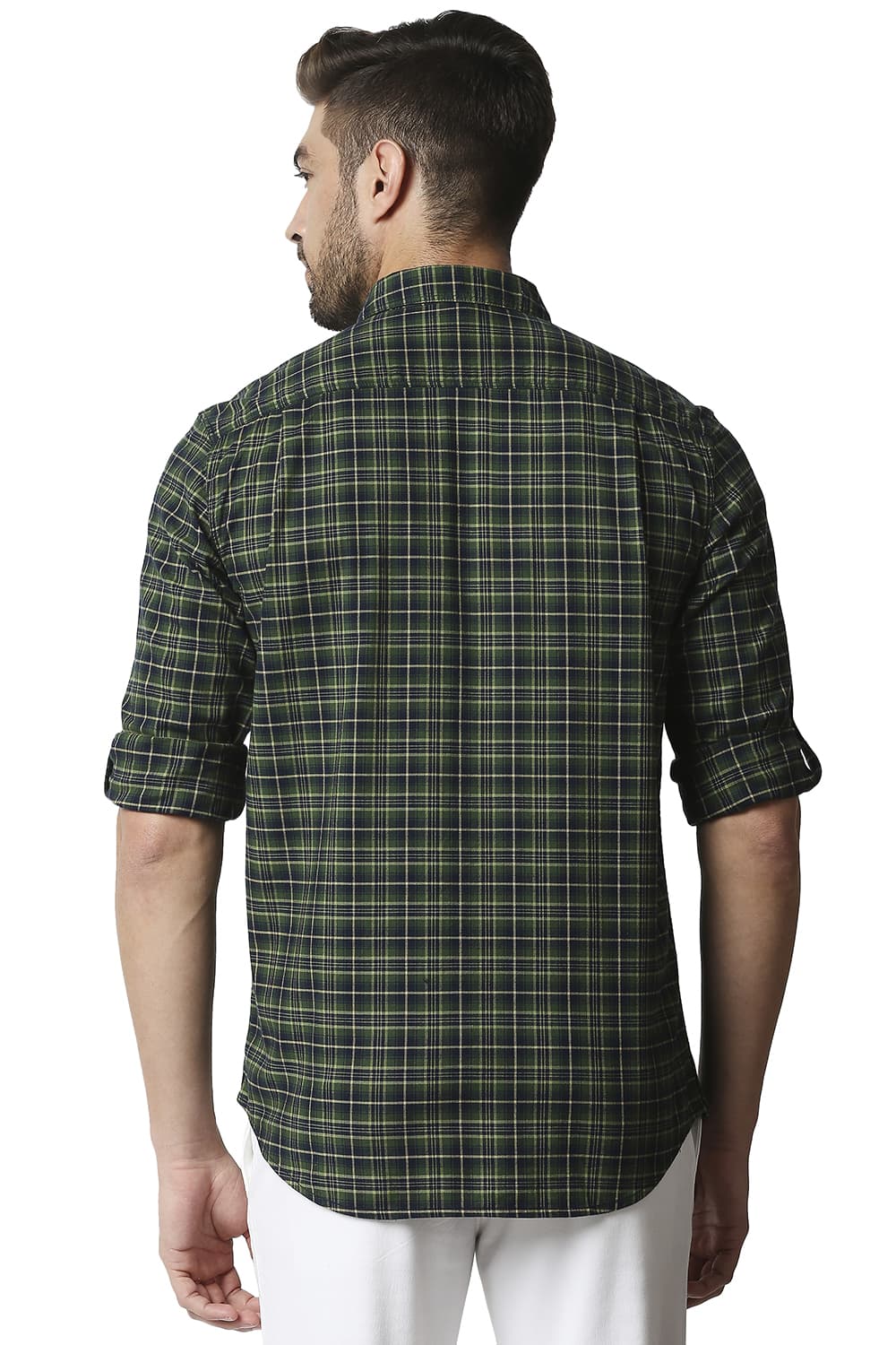 BASICS SLIM FIT STRETCH CHECKS SHIRT