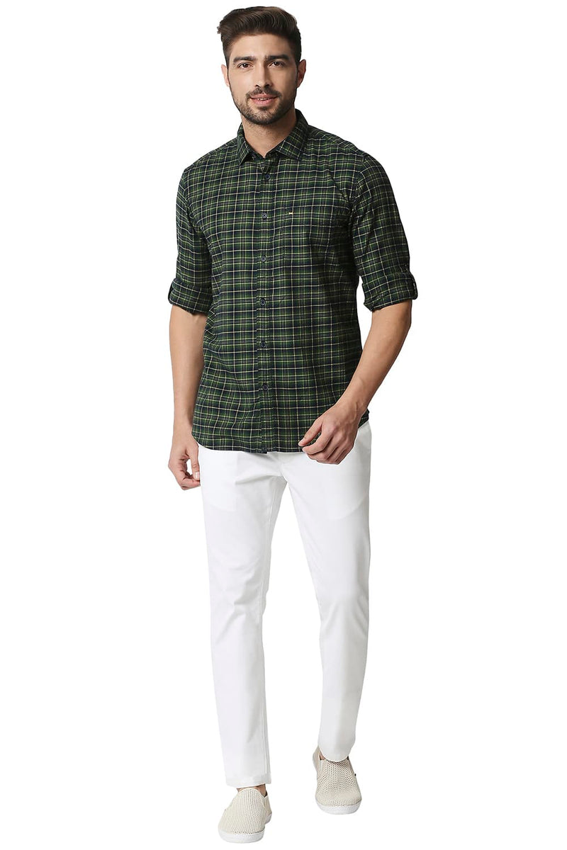 BASICS SLIM FIT STRETCH CHECKS SHIRT