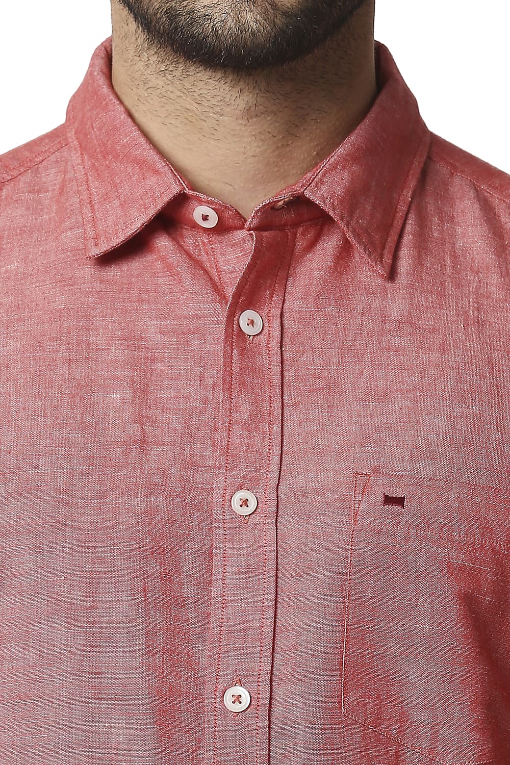 BASICS SLIM FIT COTTON LINEN SHIRT