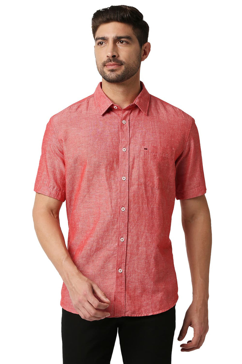 BASICS SLIM FIT COTTON LINEN SHIRT