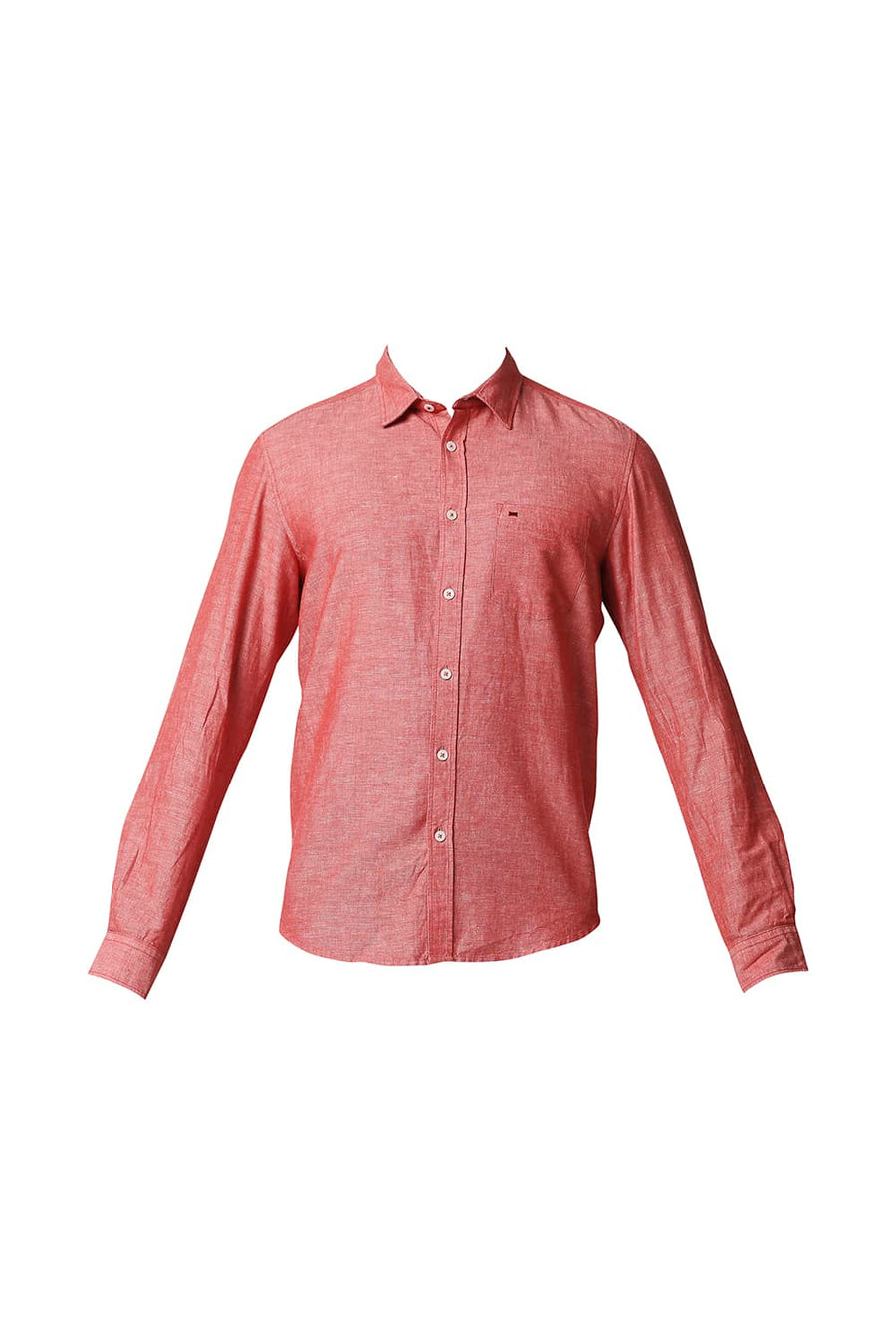 BASICS SLIM FIT SHARON RED COTTON LINEN SHIRT