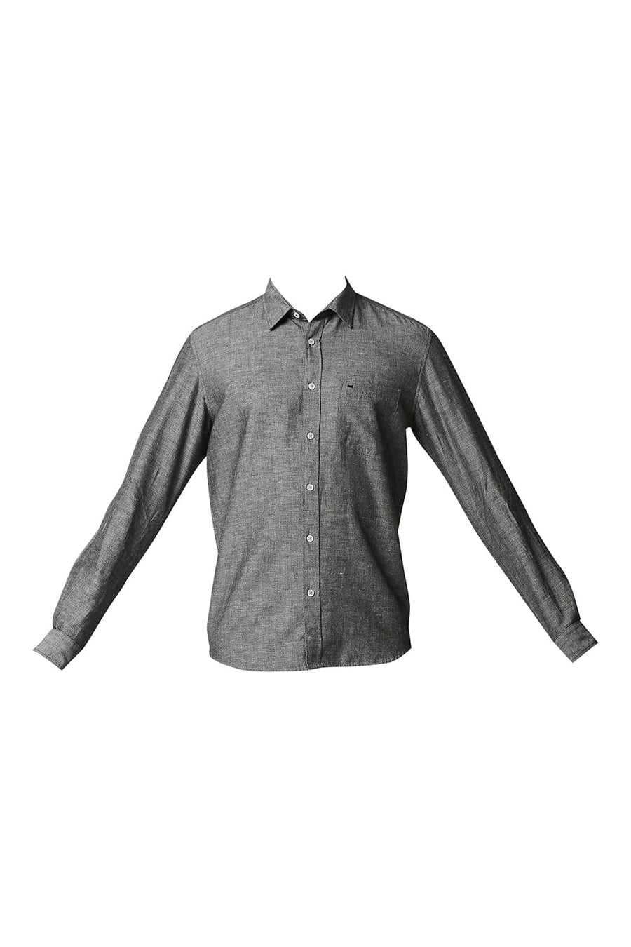 BASICS SLIM FIT PEWTER GREY COTTON LINEN SHIRT