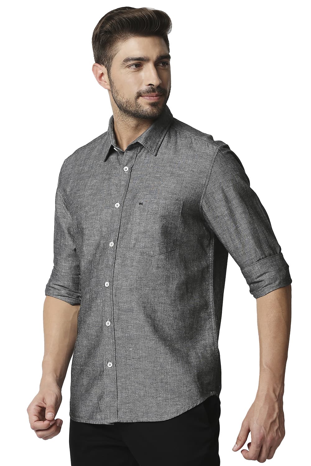 BASICS SLIM FIT COTTON LINEN SHIRT