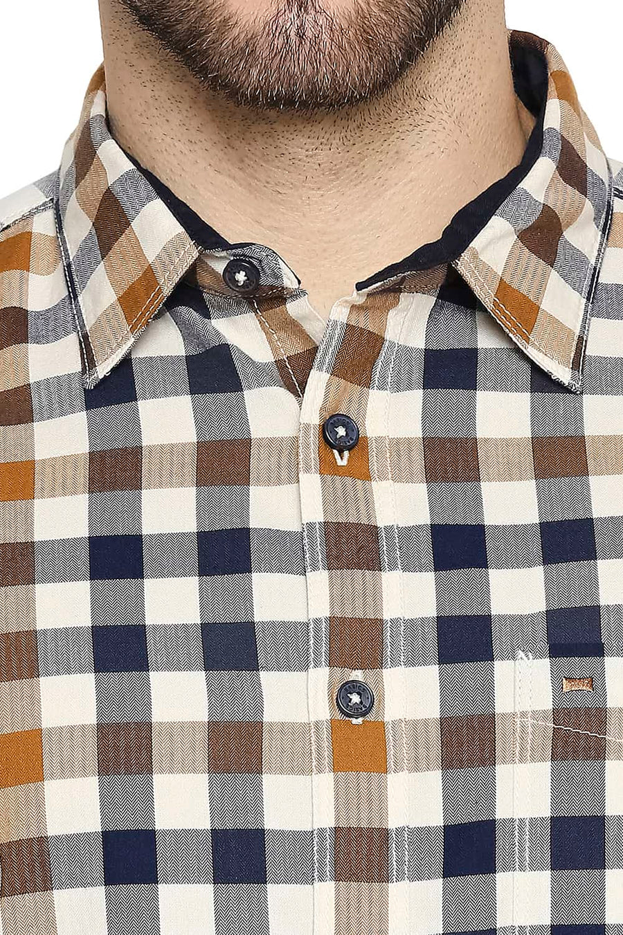 BASICS SLIM FIT MEDIEVAL BLUE TWILL CHECKS SHIRT SHIRT