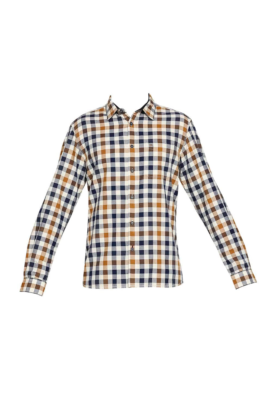 BASICS SLIM FIT MEDIEVAL BLUE TWILL CHECKS SHIRT SHIRT