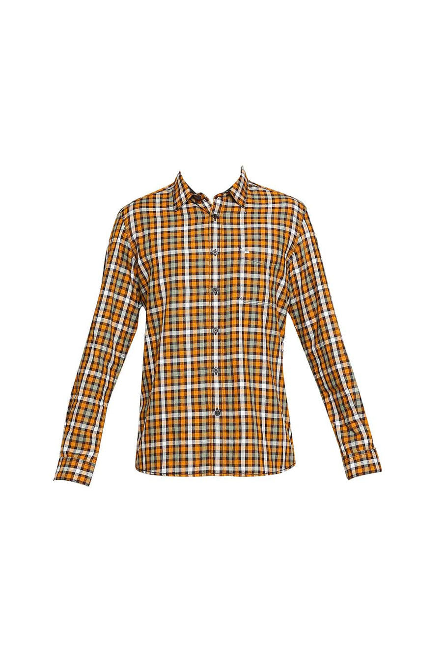 BASICS SLIM FIT INCA YELLOW SLUB TWILL CHECKS SHIRT SHIRT