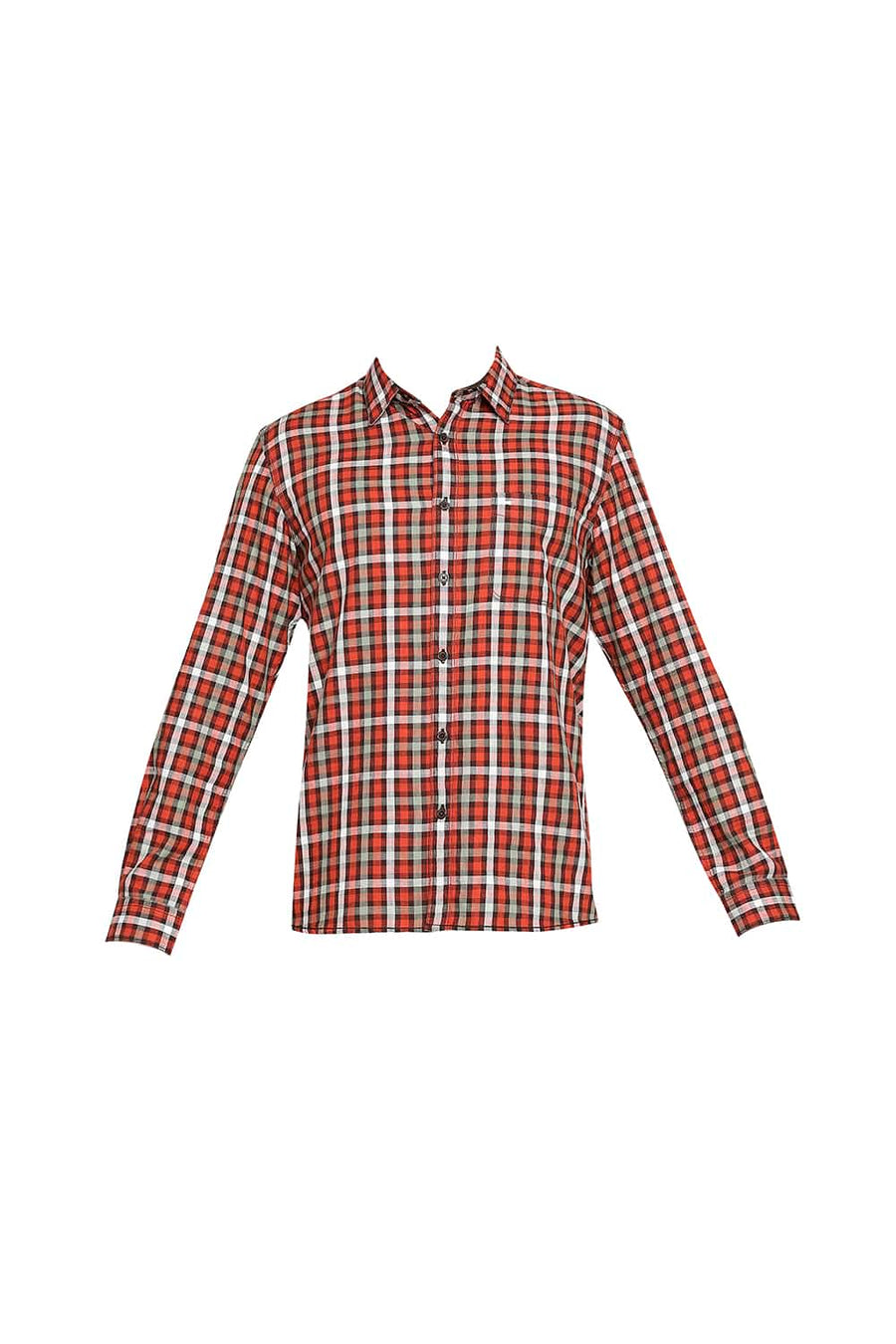 BASICS SLIM FIT BOSSA ORANGE SLUB TWILL CHECKS SHIRT SHIRT