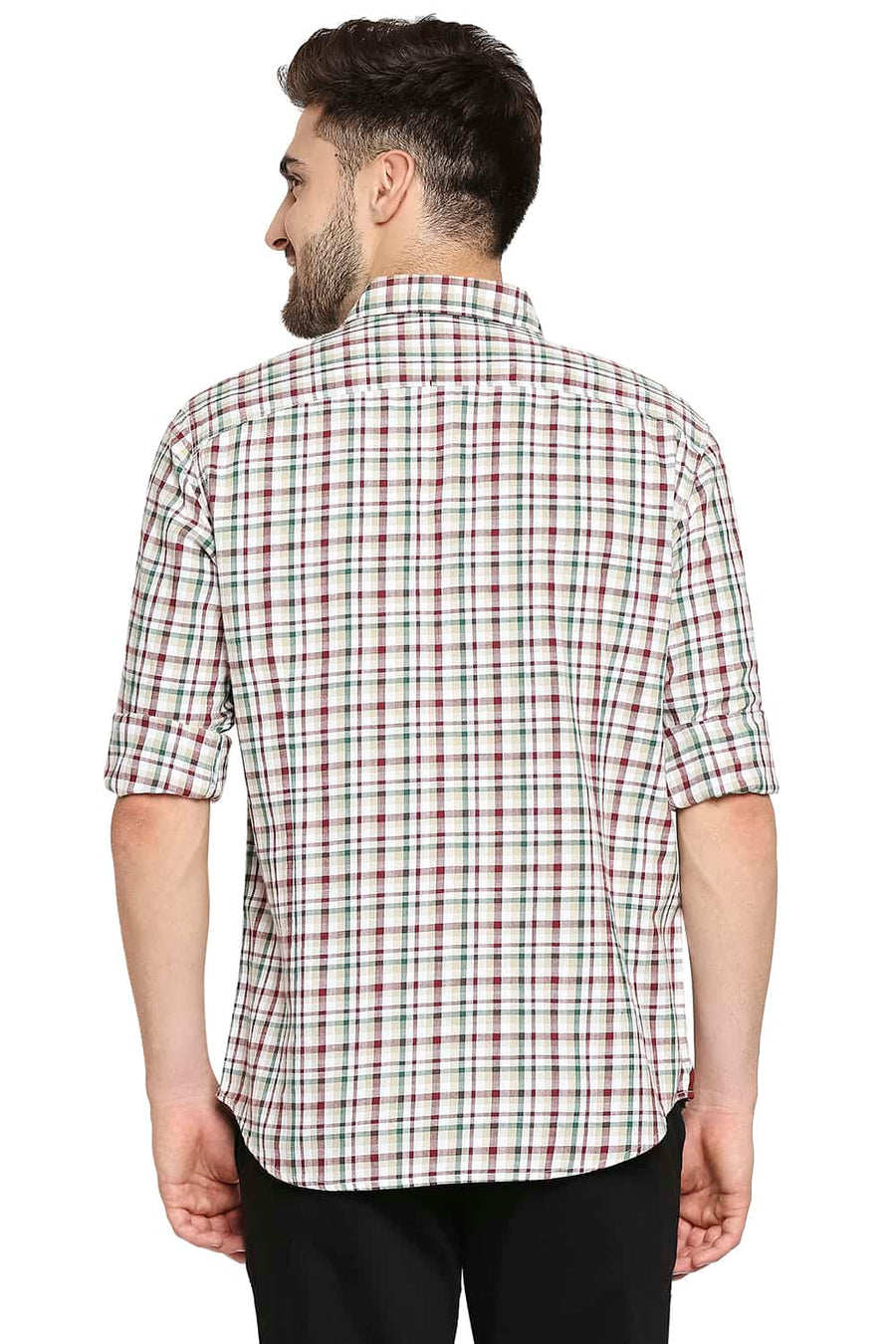 BASICS SLIM FIT EDEN GREEN SLUB TWILL CHECKS SHIRT SHIRT
