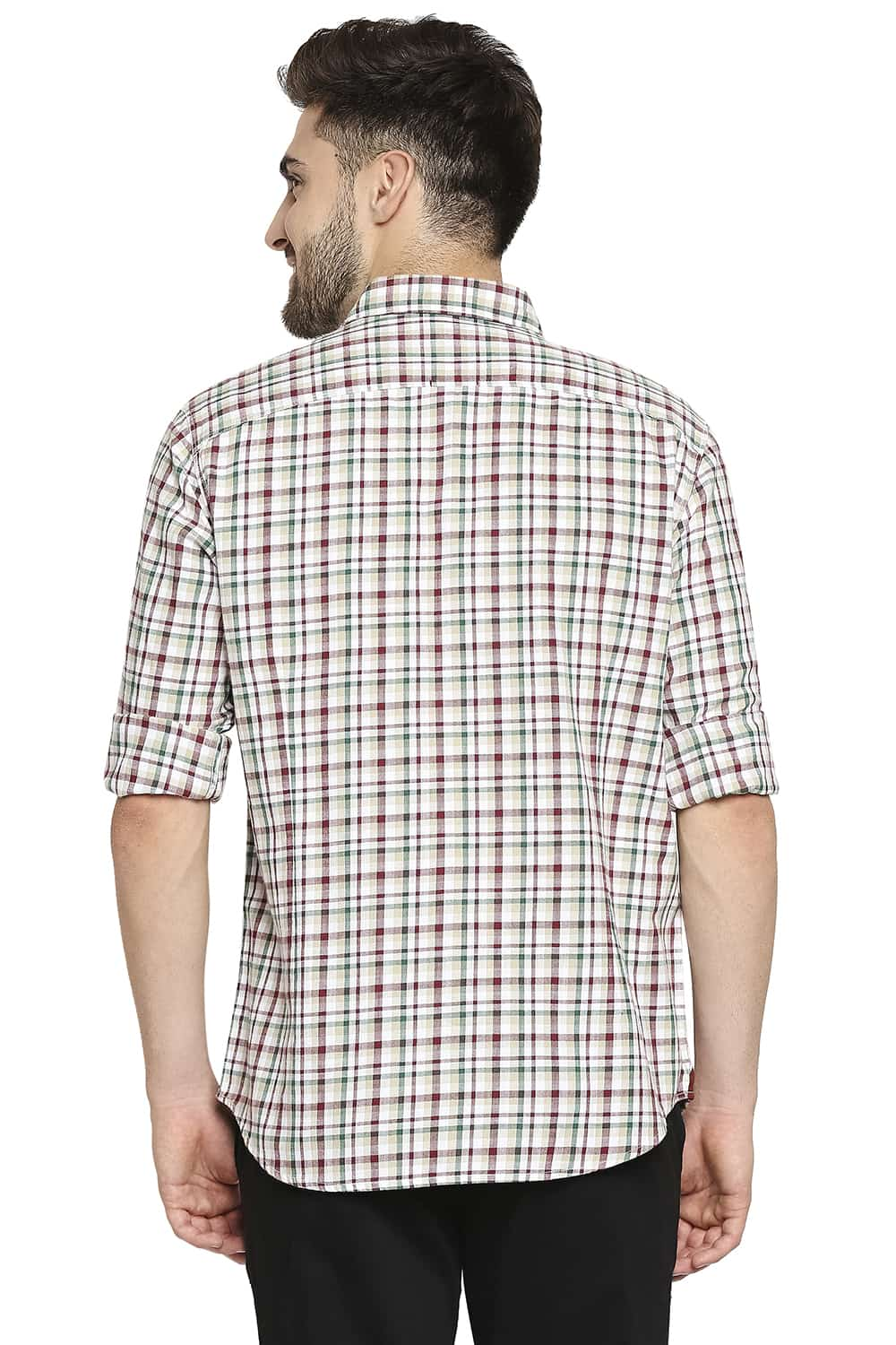 BASICS SLIM FIT SLUB TWILL CHECKS SHIRT SHIRT