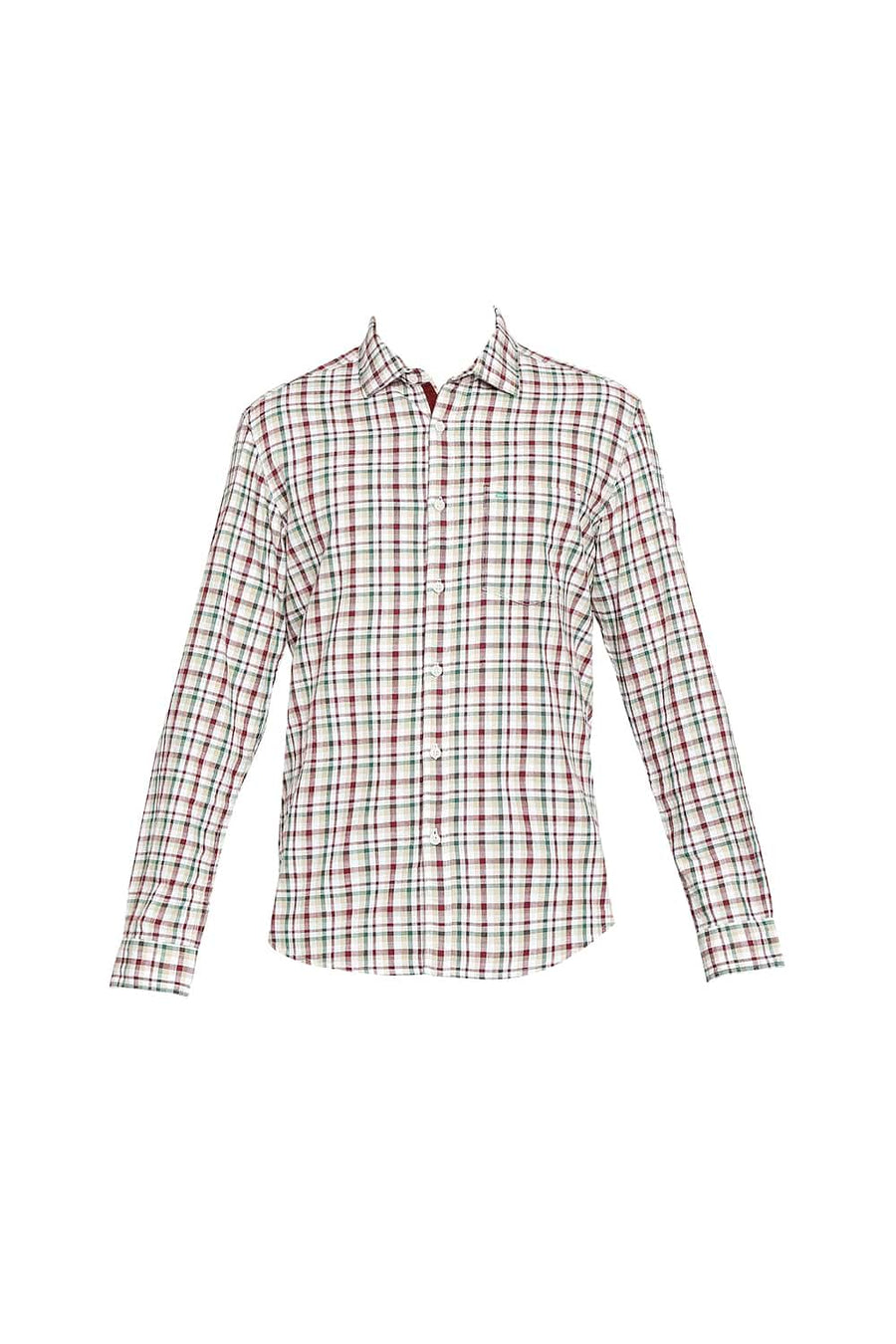 BASICS SLIM FIT EDEN GREEN SLUB TWILL CHECKS SHIRT SHIRT