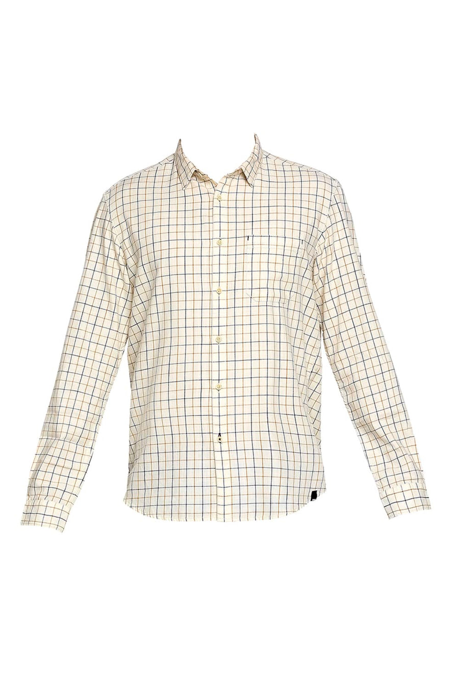 BASICS SLIM FIT ARCTIC KHAKI SLUB TWILL CHECKS SHIRT SHIRT