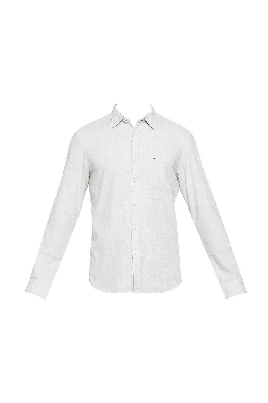 BASICS SLIM FIT SMOKE GREEN SLUB TWILL STRIPE SHIRT