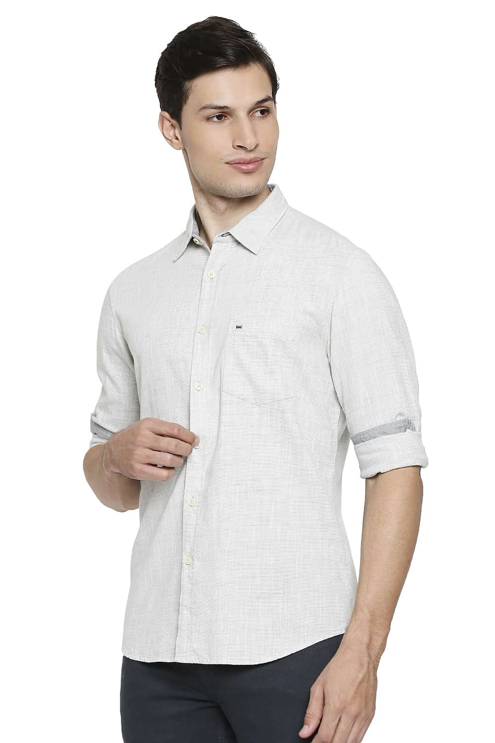 BASICS SLIM FIT SLUB TWILL STRIPE SHIRT