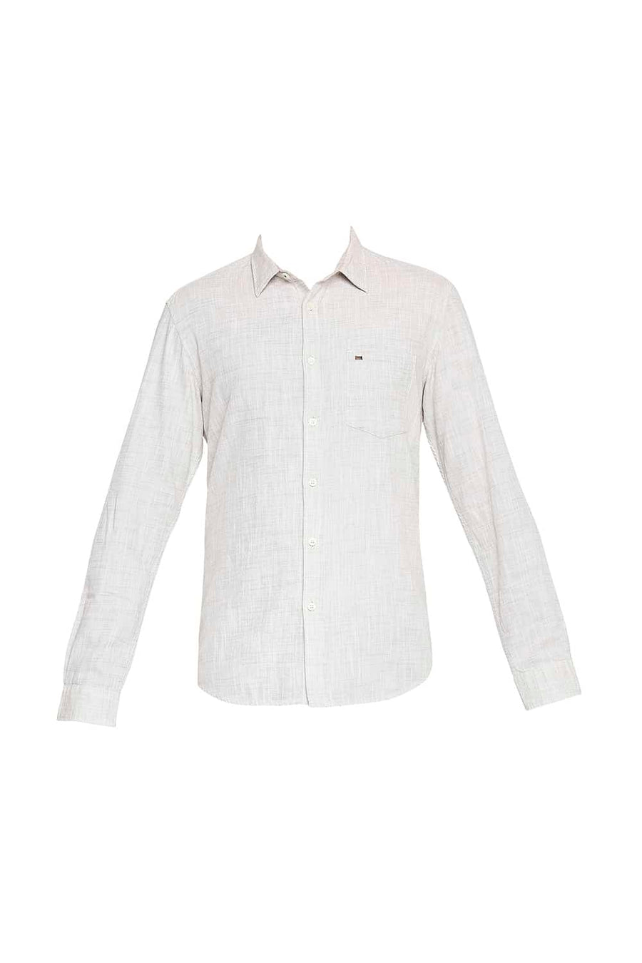 BASICS SLIM FIT FENNEL KHAKI SLUB TWILL STRIPE SHIRT