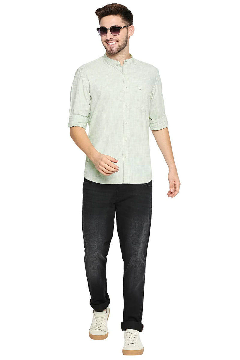 BASICS SLIM FIT SLUB TWILL STRIPE SHIRT