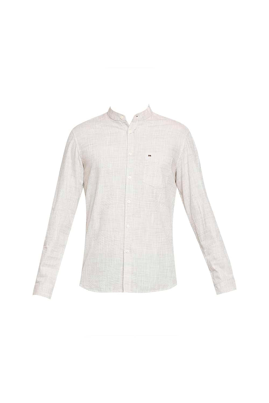 BASICS SLIM FIT FENNEL KHAKI SLUB TWILL STRIPE SHIRT