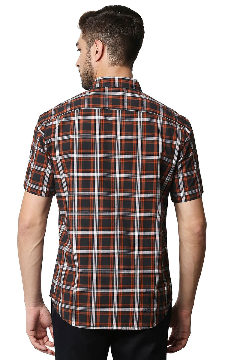 BASICS SLIM FIT CHECKS HALFSLEEVES SHIRT