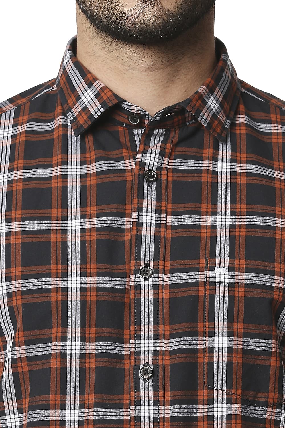 BASICS SLIM FIT CHECKS HALFSLEEVES SHIRT