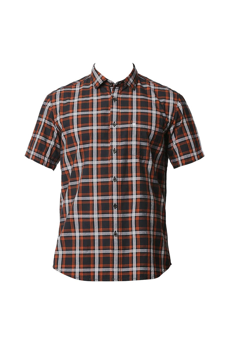 BASICS SLIM FIT CHECKS HALFSLEEVES SHIRT