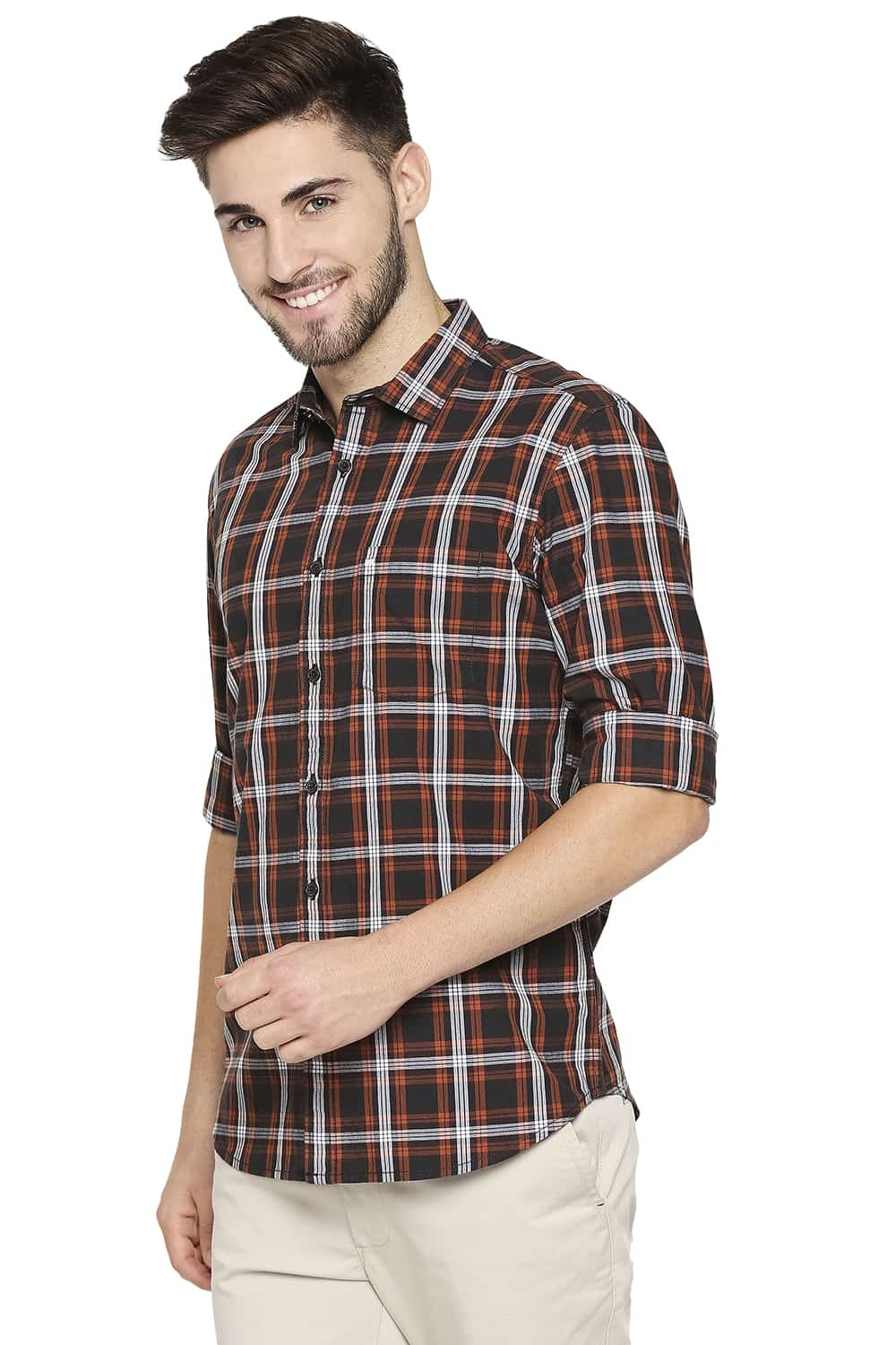 BASICS SLIM FIT CHECKS SHIRT