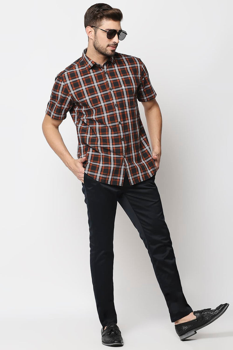 Slim Fit Checks Halfsleeves Shirt