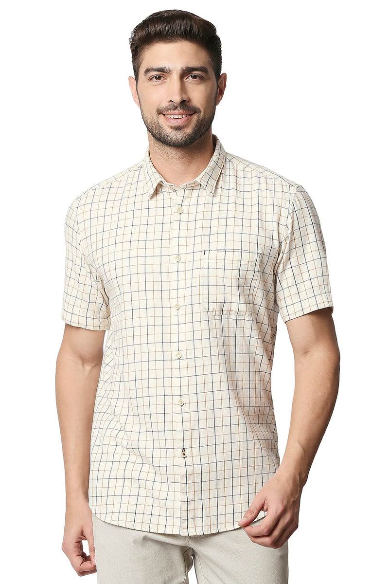 BASICS SLIM FIT TWILL CHECKS SHIRT SHIRT