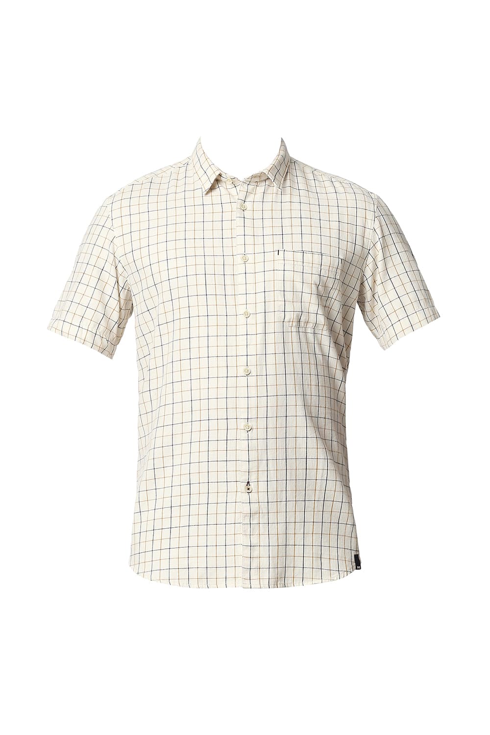 BASICS SLIM FIT TWILL CHECKS HALFSLEEVES SHIRT HALFSLEEVES SHIRT