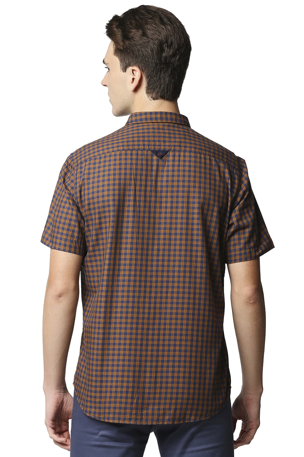 BASICS SLIM FIT TWILL CHECKS HALFSLEEVES SHIRT HALFSLEEVES SHIRT