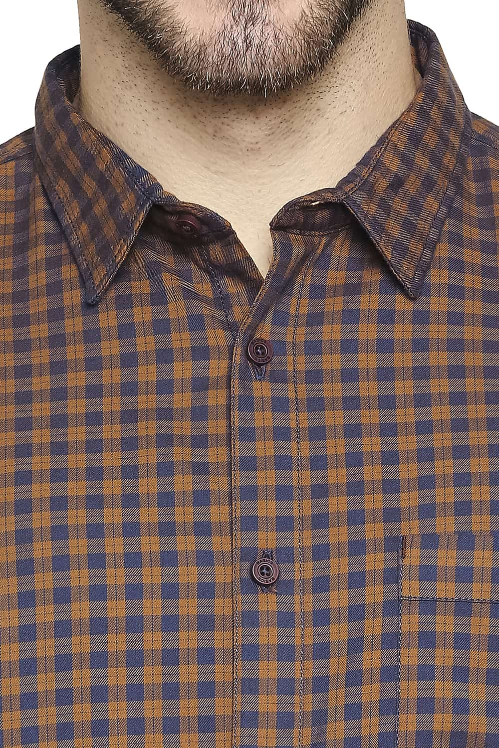 BASICS SLIM FIT TWILL CHECKS SHIRT SHIRT