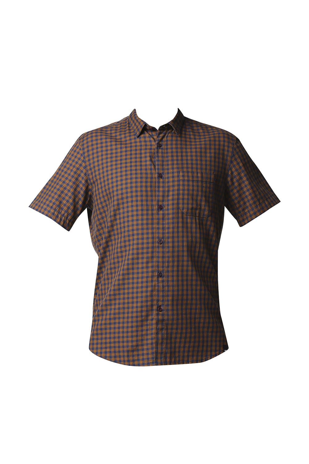 BASICS SLIM FIT TWILL CHECKS HALFSLEEVES SHIRT HALFSLEEVES SHIRT