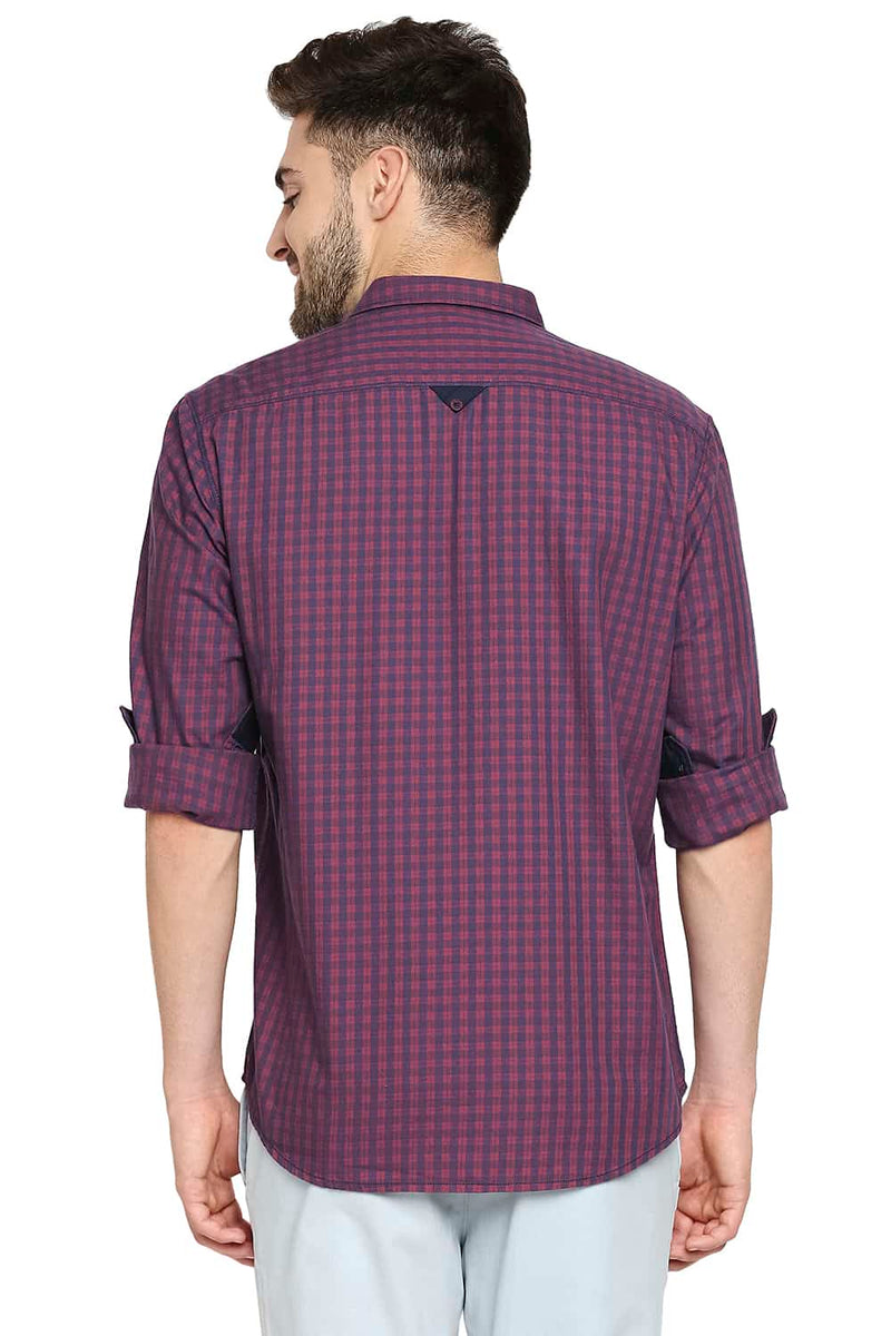 BASICS SLIM FIT TWILL CHECKS SHIRT SHIRT