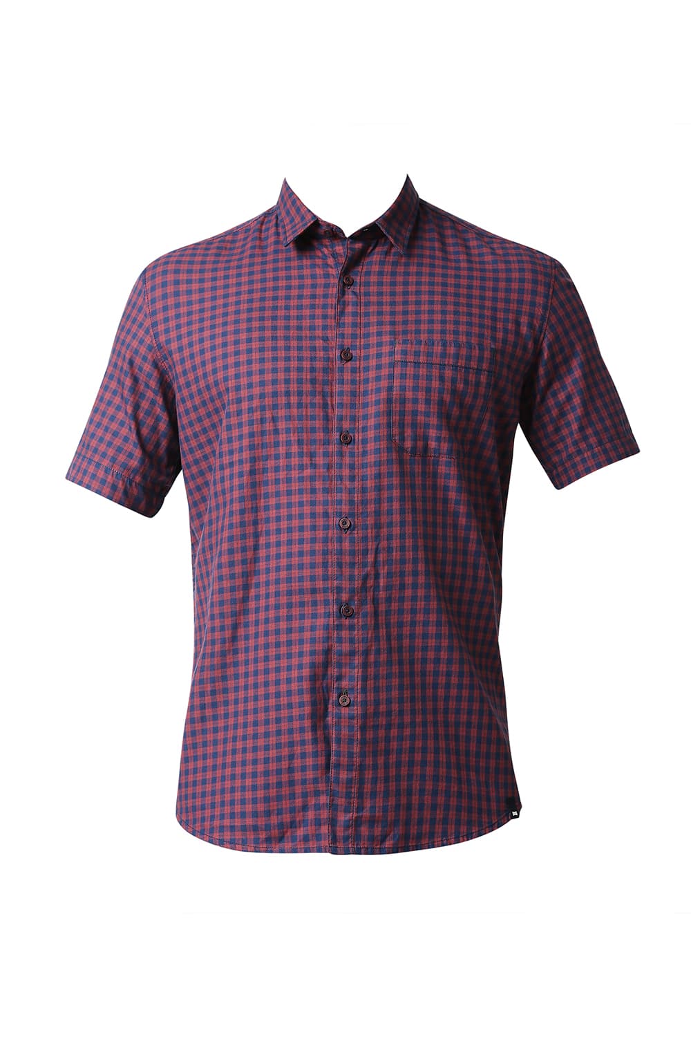 BASICS SLIM FIT TWILL CHECKS HALFSLEEVES SHIRT HALFSLEEVES SHIRT