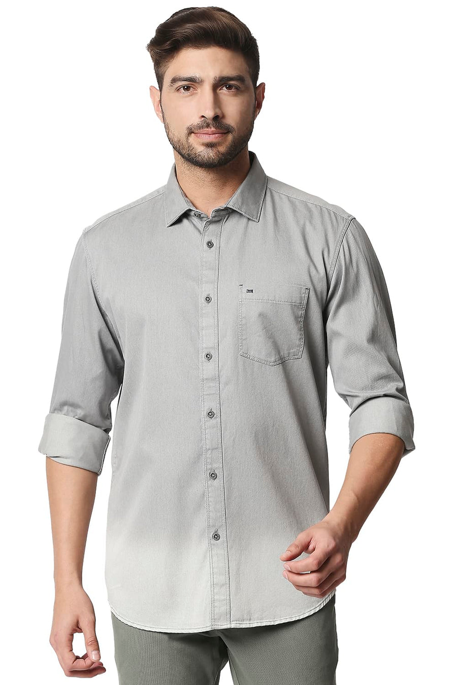 BASICS SLIM FIT HIGH RISE GREY INDIGO SHIRT