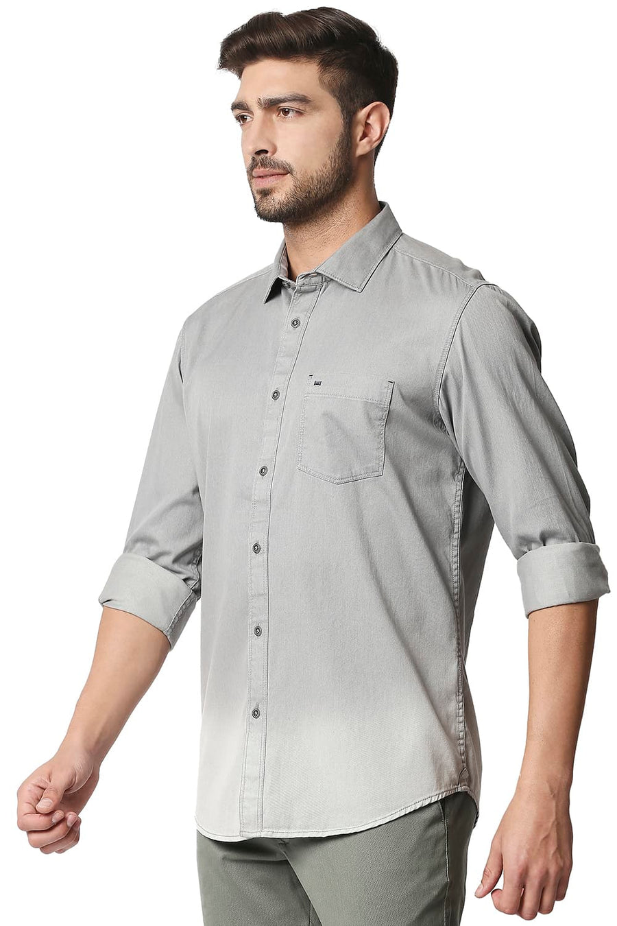 BASICS SLIM FIT HIGH RISE GREY INDIGO SHIRT