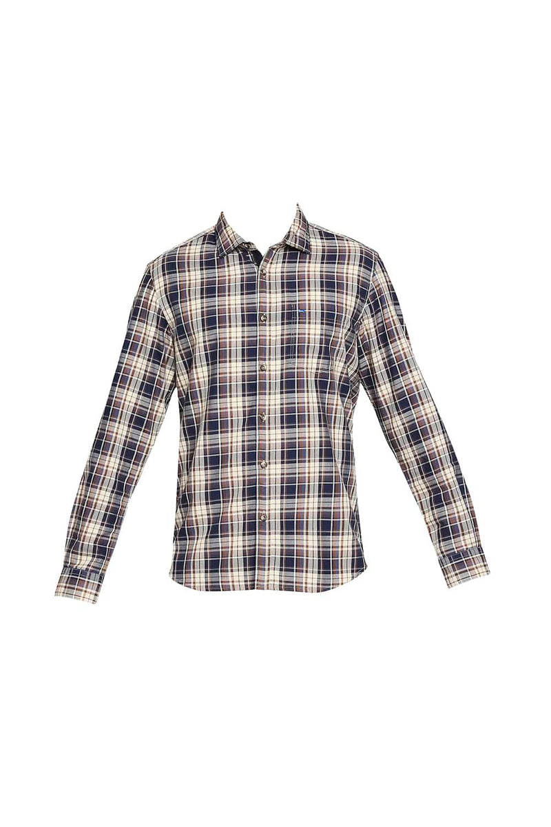 BASICS SLIM FIT TWILL CHECKS SHIRT SHIRT