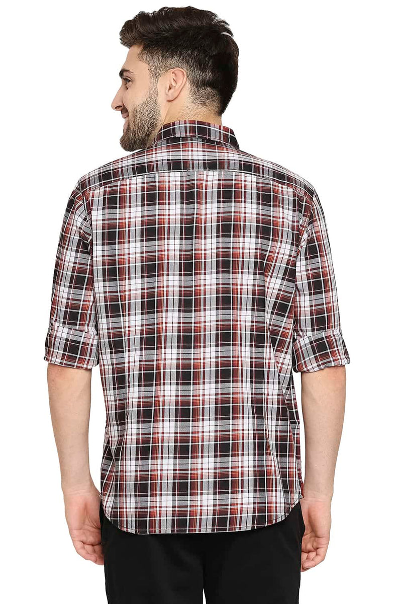 BASICS SLIM FIT TWILL CHECKS SHIRT SHIRT