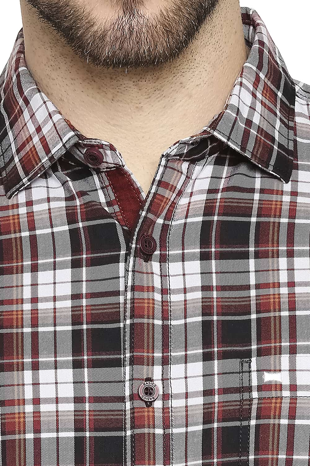 BASICS SLIM FIT TWILL CHECKS SHIRT SHIRT