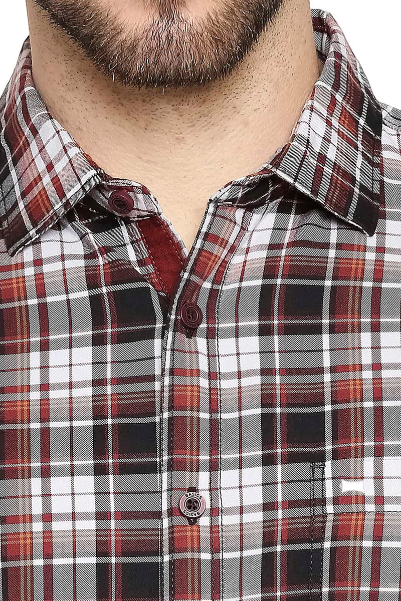 BASICS SLIM FIT TWILL CHECKS SHIRT SHIRT