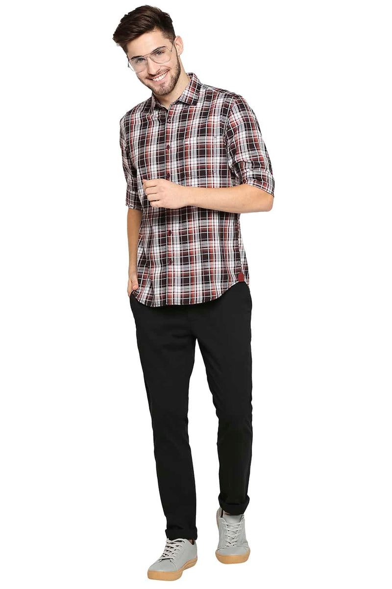 BASICS SLIM FIT TWILL CHECKS SHIRT SHIRT