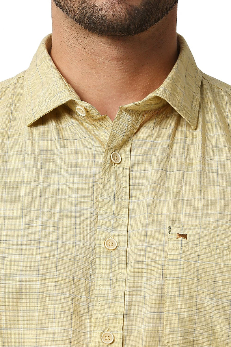 BASICS SLIM FIT SLUB CHECKS HALFSLEEVES SHIRT