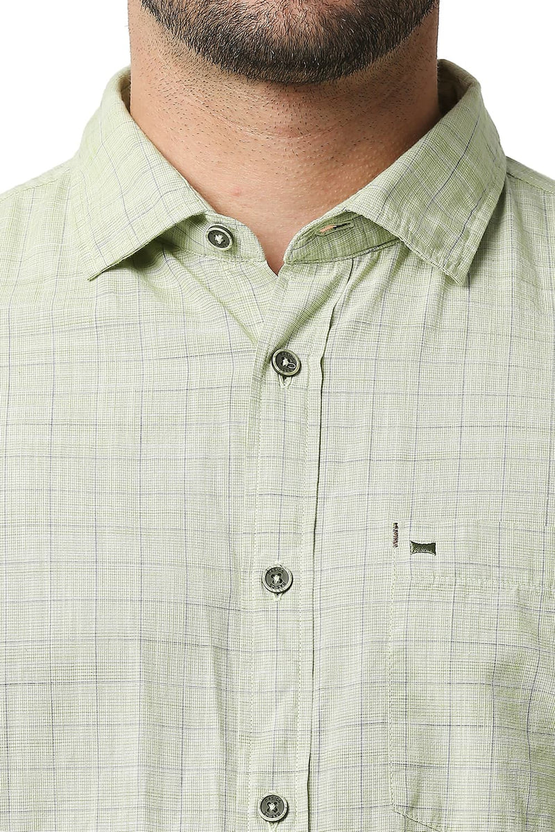 BASICS SLIM FIT SLUB CHECKS HALFSLEEVES SHIRT