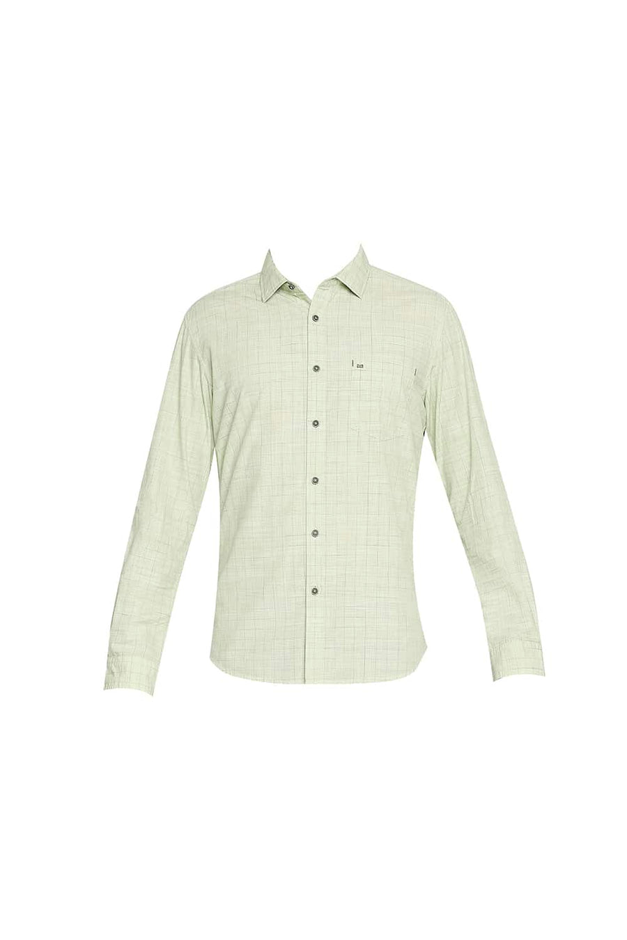 BASICS SLIM FIT SHADOW GREEN SLUB CHECKS SHIRT