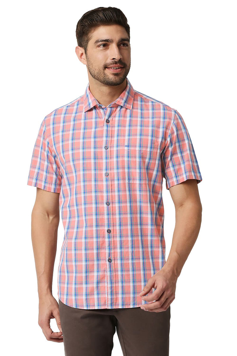 BASICS SLIM FIT SLUB CHECKS SHIRT