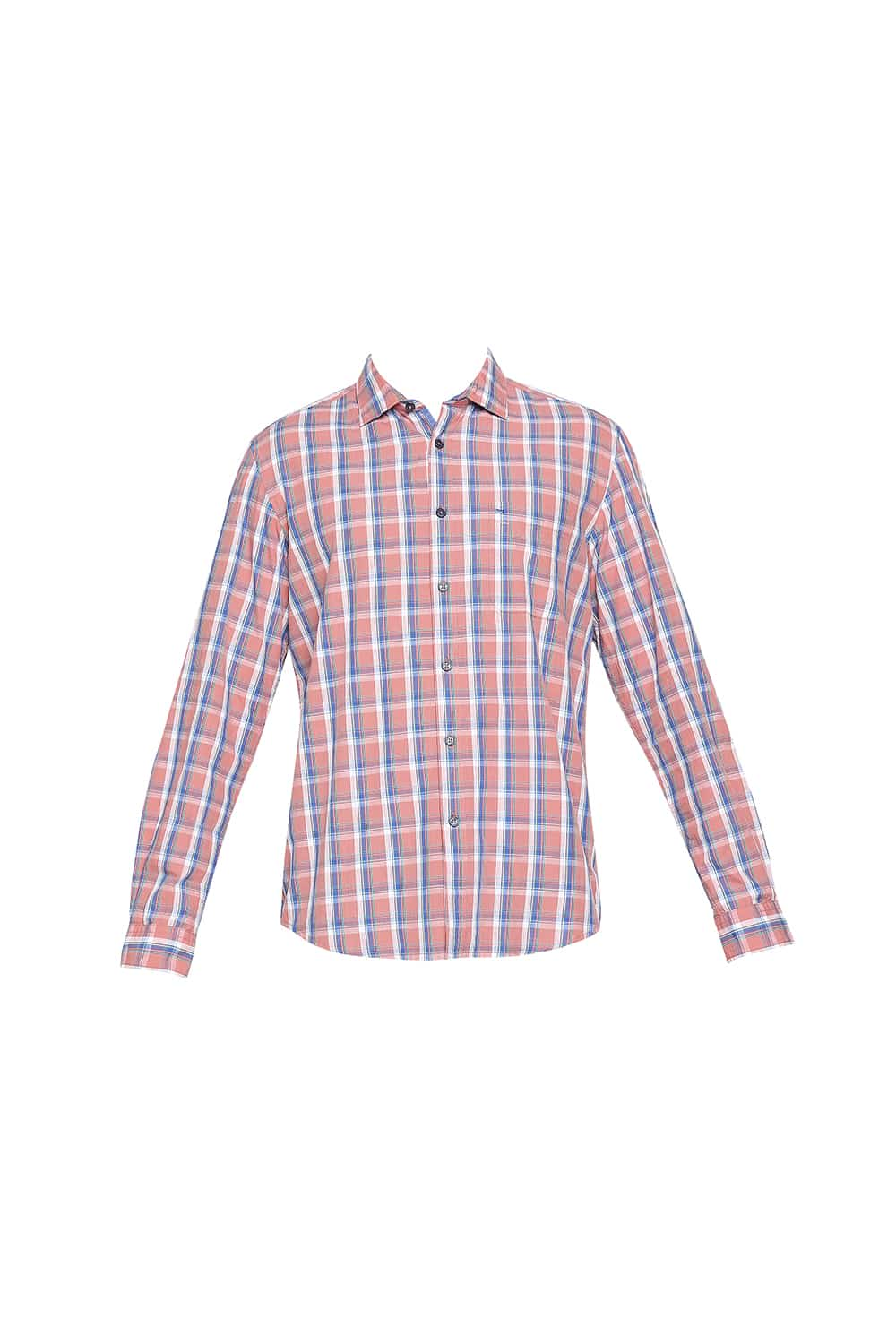 BASICS SLIM FIT SLUB CHECKS SHIRT