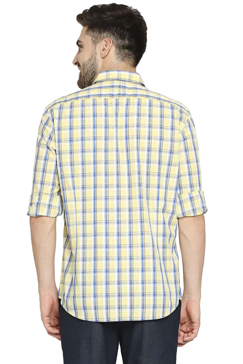 BASICS SLIM FIT SLUB CHECKS SHIRT