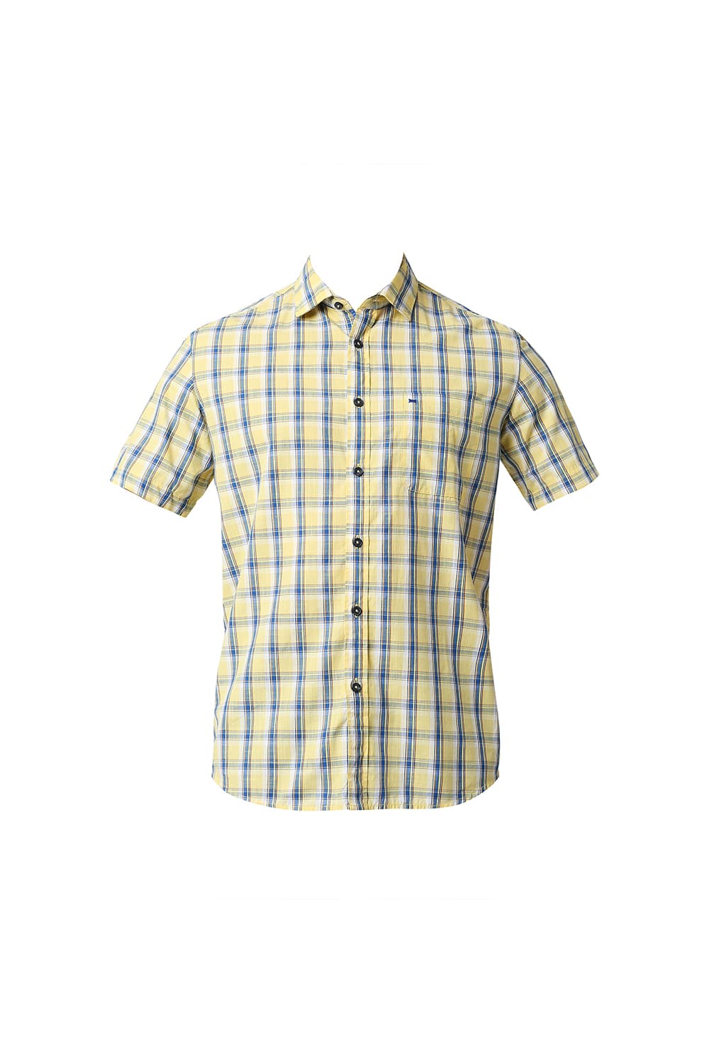 BASICS SLIM FIT SLUB CHECKS HALFSLEEVES SHIRT