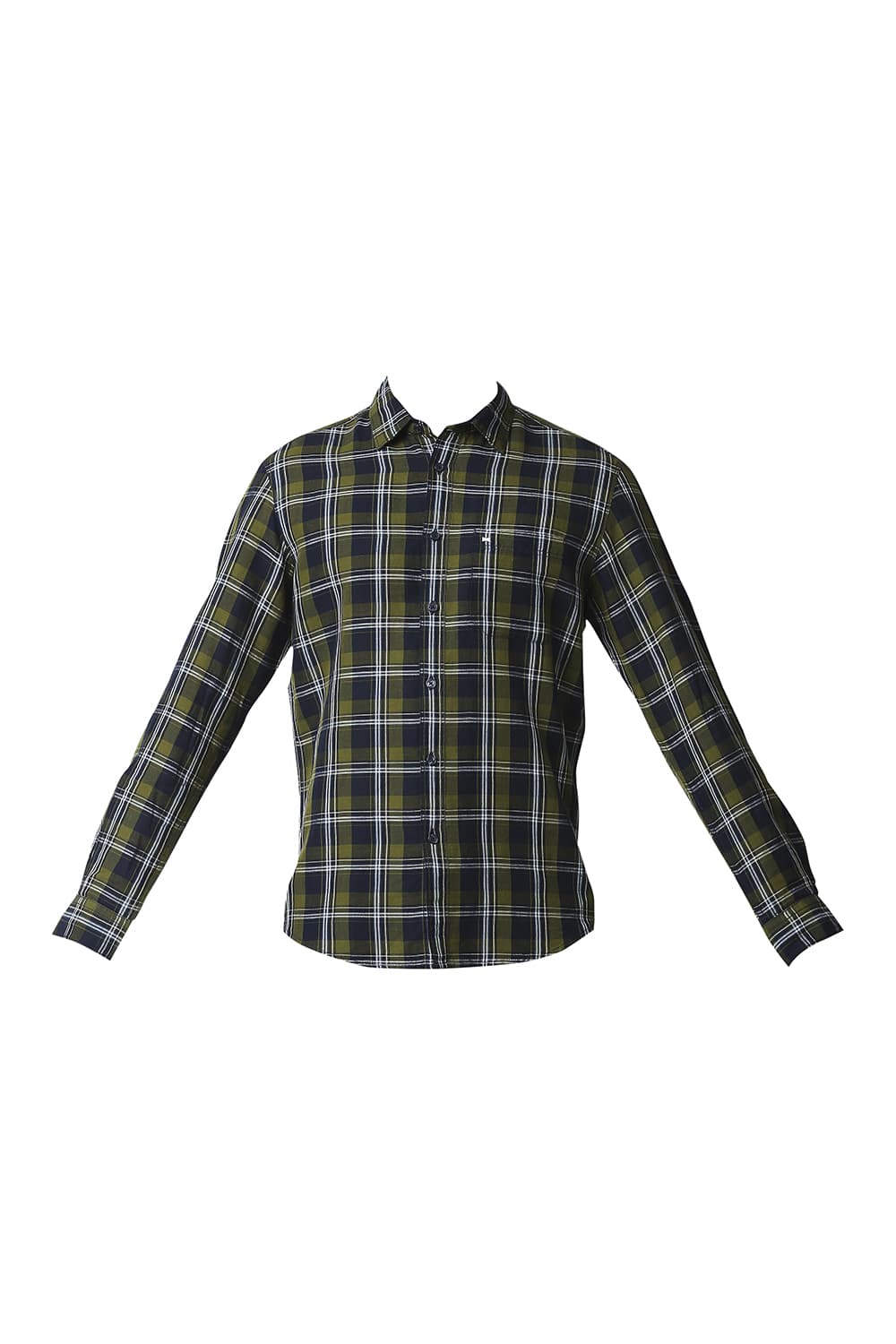 BASICS SLIM FIT COTTON LINEN CHECKS SHIRT