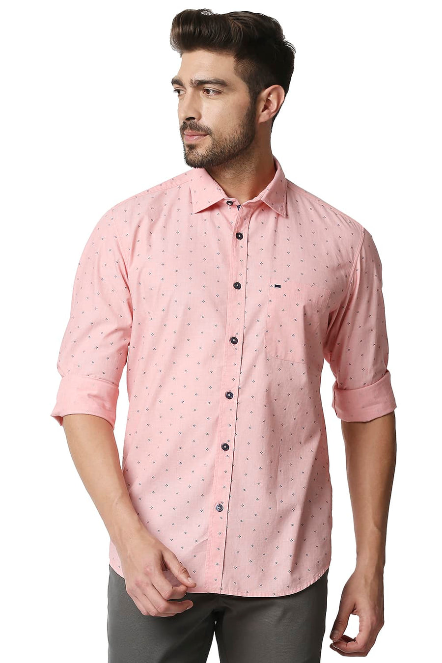 BASICS SLIM FIT GEORGIA RED FIL-A-FIL PRINTED SHIRT