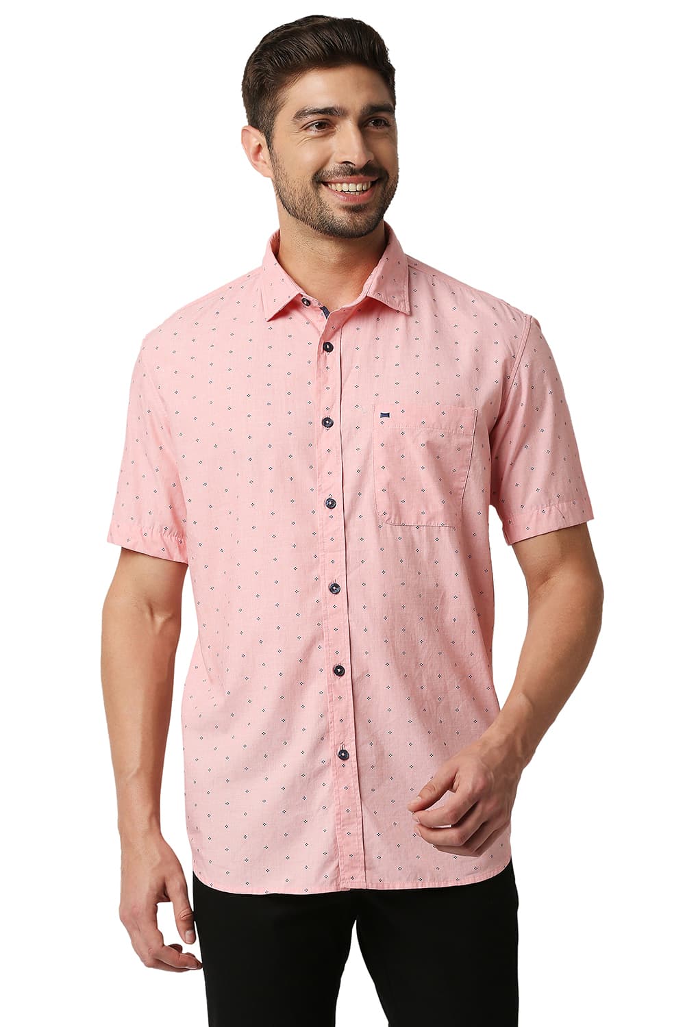 BASICS SLIM FIT FIL-A-FIL PRINTED SHIRT